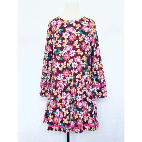 Hanna Andersson Girls 7/8 (130) Knit Floral Ric Rac Trimmed Dress - Picture 1 of 7